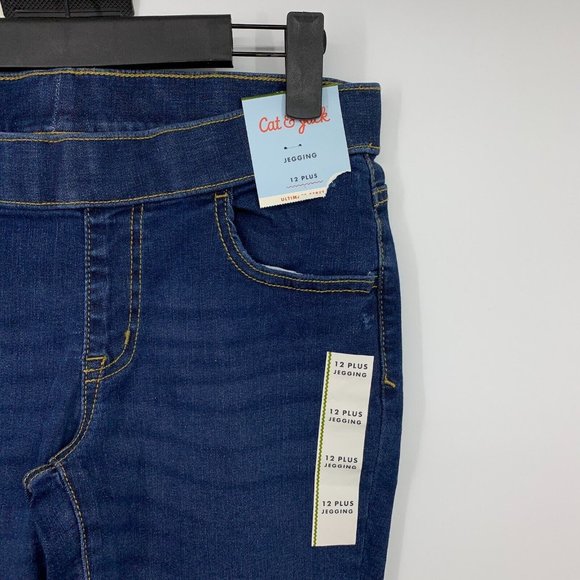 Cat & Jack Jeans Girls Size 12 Plus Jegging Blue Pull On Stretch Mid Rise NWT - Picture 2 of 8